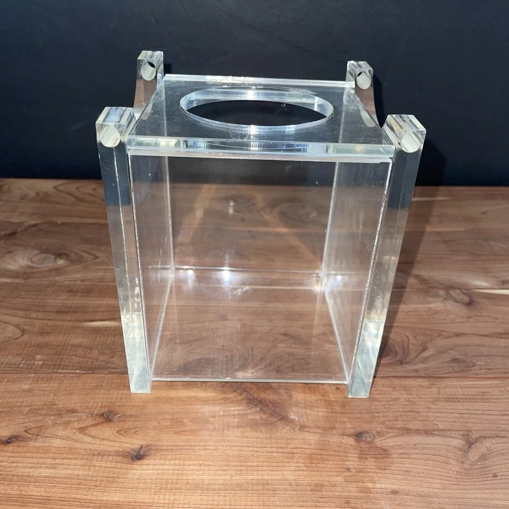 VTG Luxury Heavy Lucite Tissue Box Cover – Thick Clear Acrylic Cube Modern
